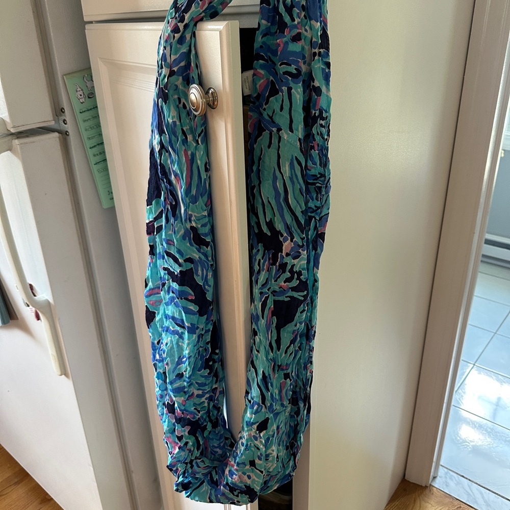 Lilly Pulitzer Blue and Pink Abstract Scarf